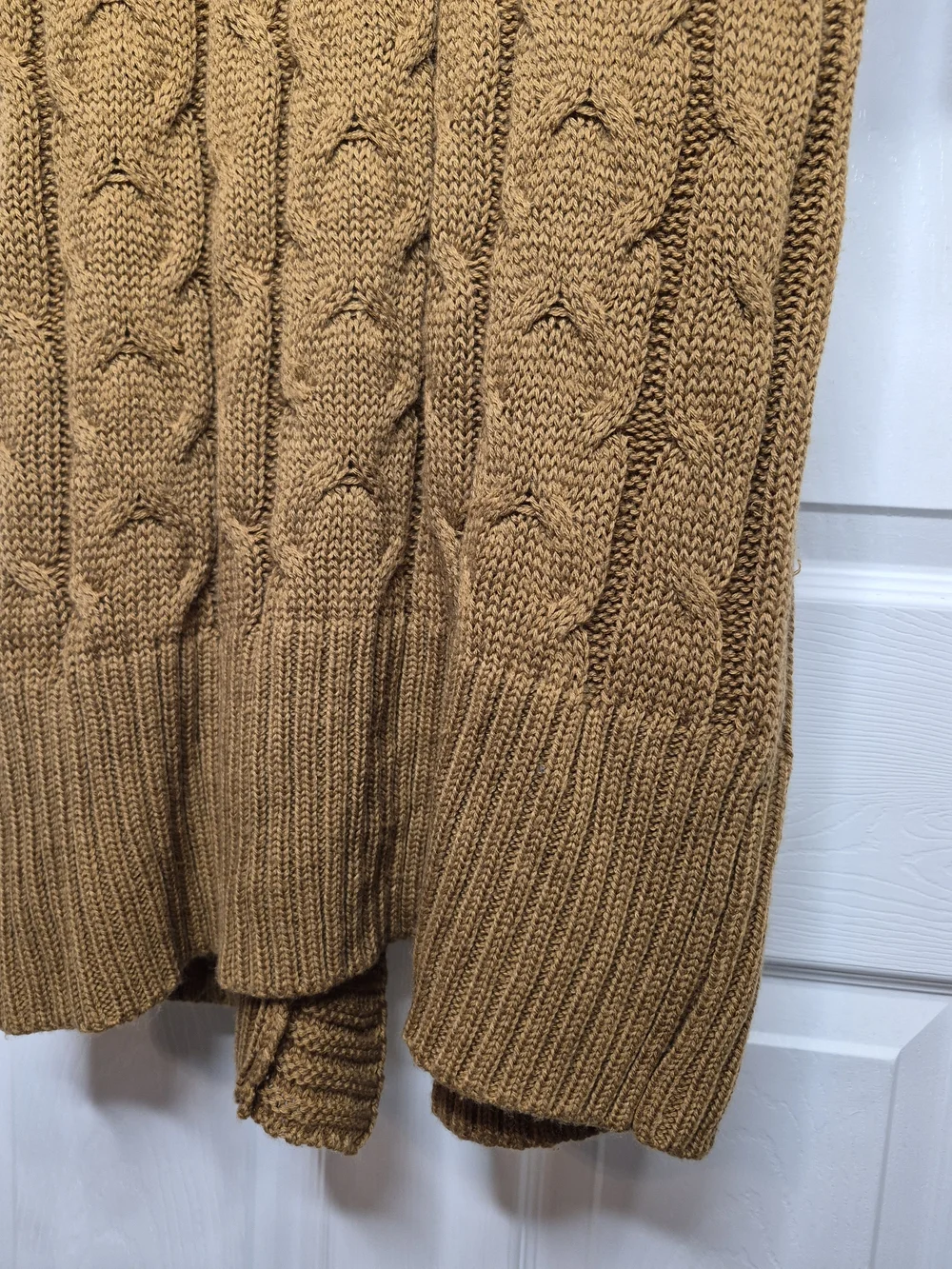 POL Cable-Knit Midi Sweater Dress in Camel Brown Cowl Neck Small